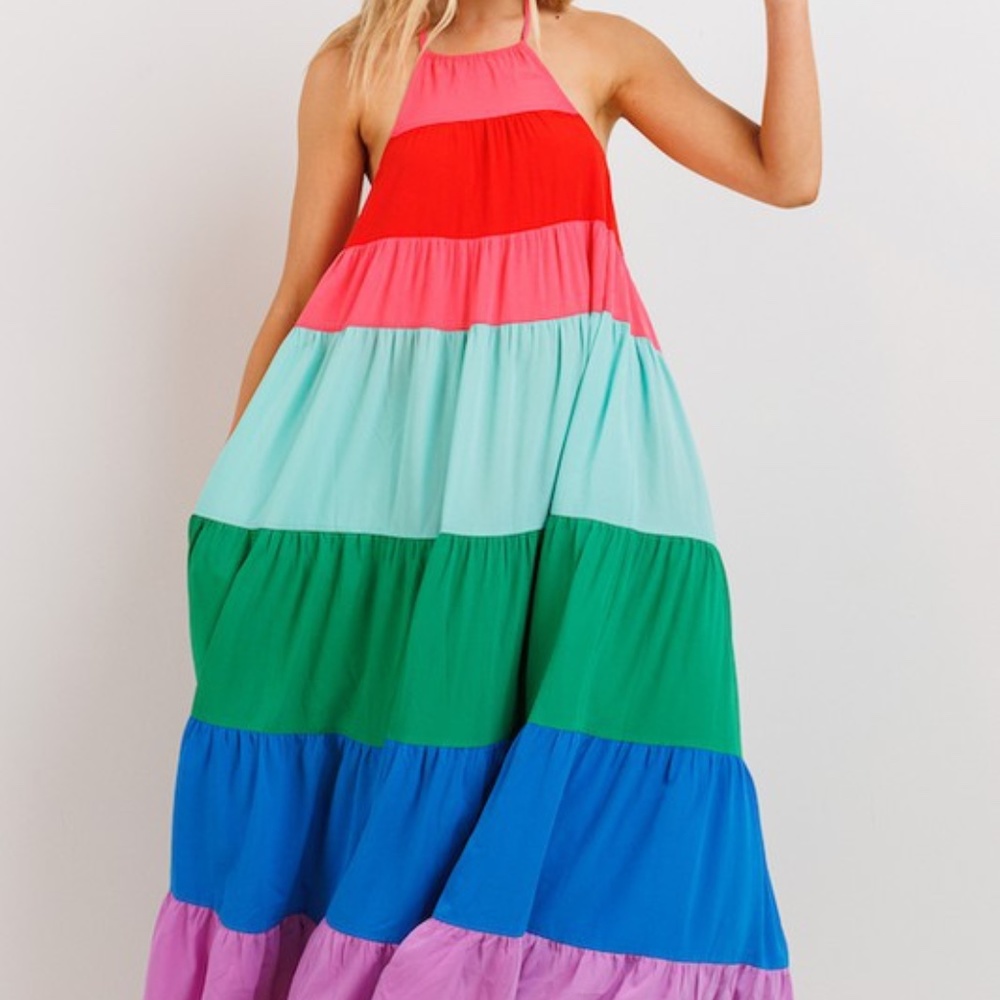 NEW PRODUCTS ONLY - Women Maxi Color block Dress - Picture 4 of 7